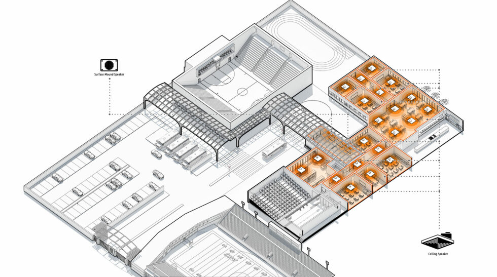 Carina Mass Notification Platform 4 IP Speaker campus diagram