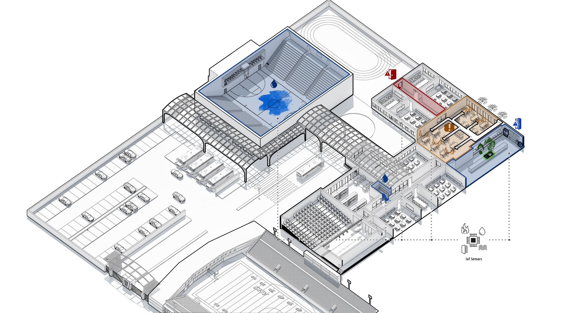 3D School Campus Diagram